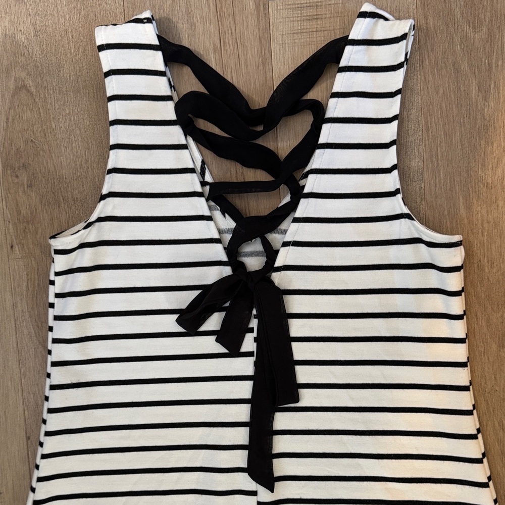 Striped Black and White Kids Dress - Picture 8 of 12